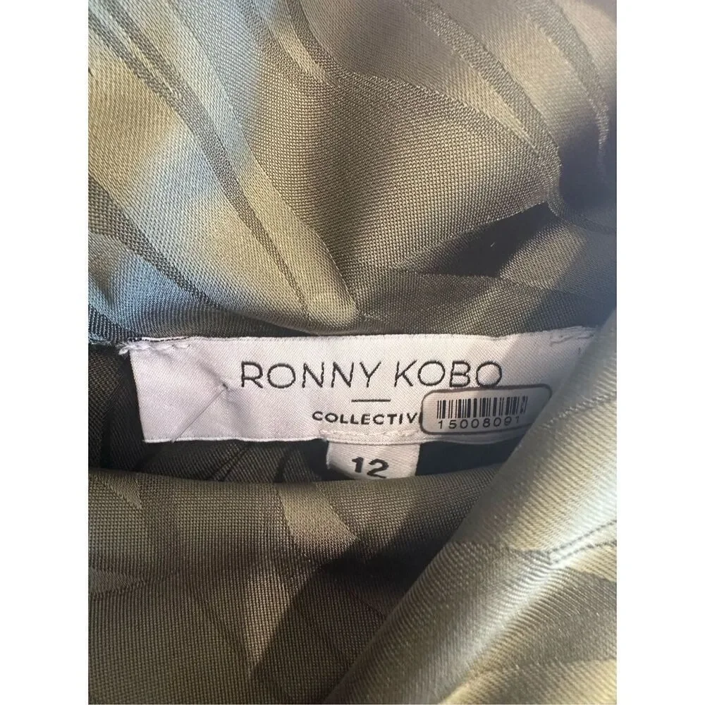 Ronny Kobo Green Long Sleeve Dress With Peek a Boo Back Size 12